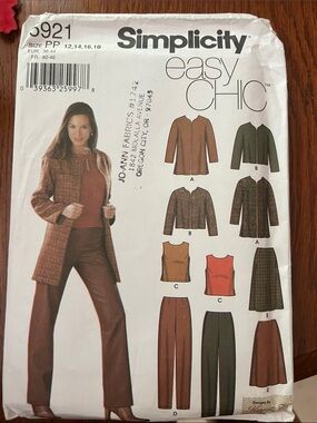 Simplicity Easy Chic Pattern — Brown and Olive Coordinated Jacket & Pants Set
